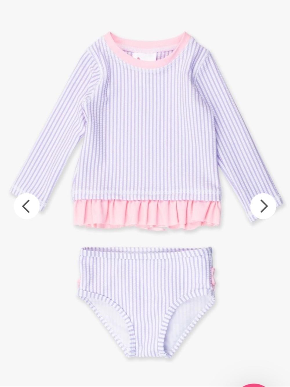 Ruffle Butts Lavender Seersucker Long Sleeve Rash Guard Bikini